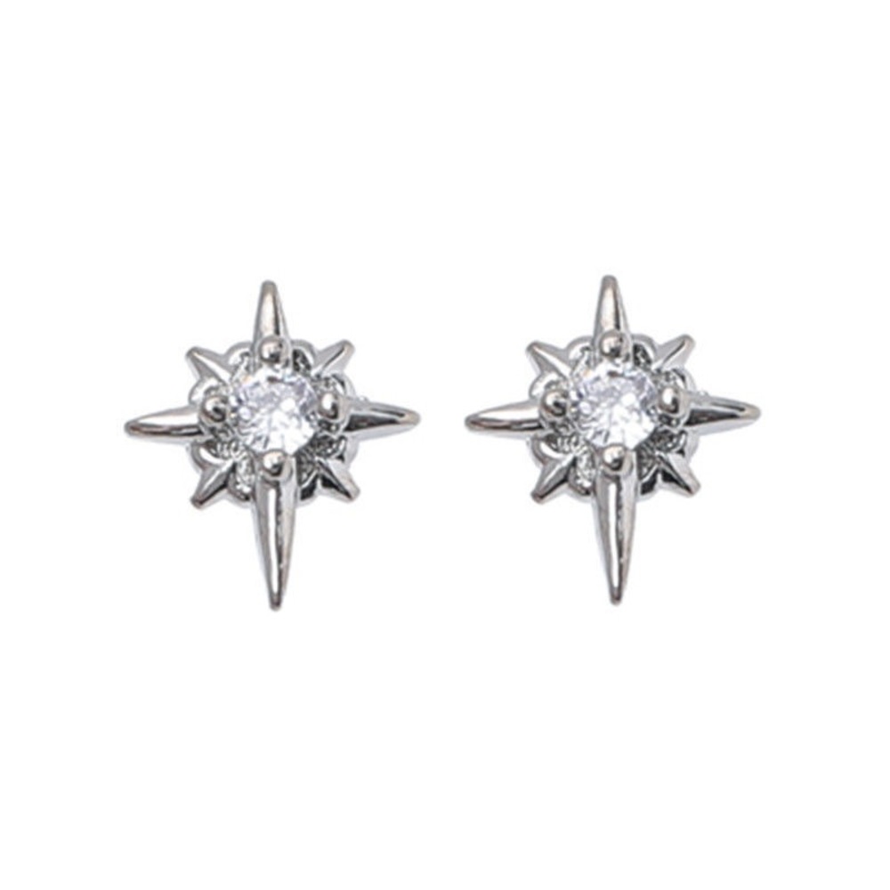 CZ Star Stud Earrings for Men Women Streetwear Hip Hop Punk Unisex Earrings